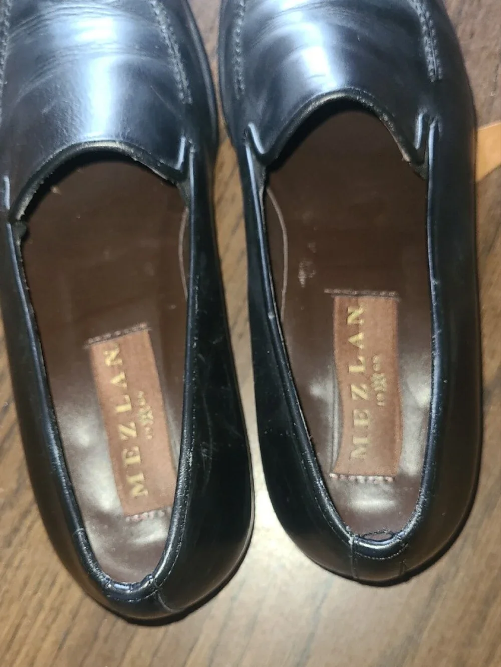 Mezlan Black Leather Slip-On Loafers Size Mens 8m